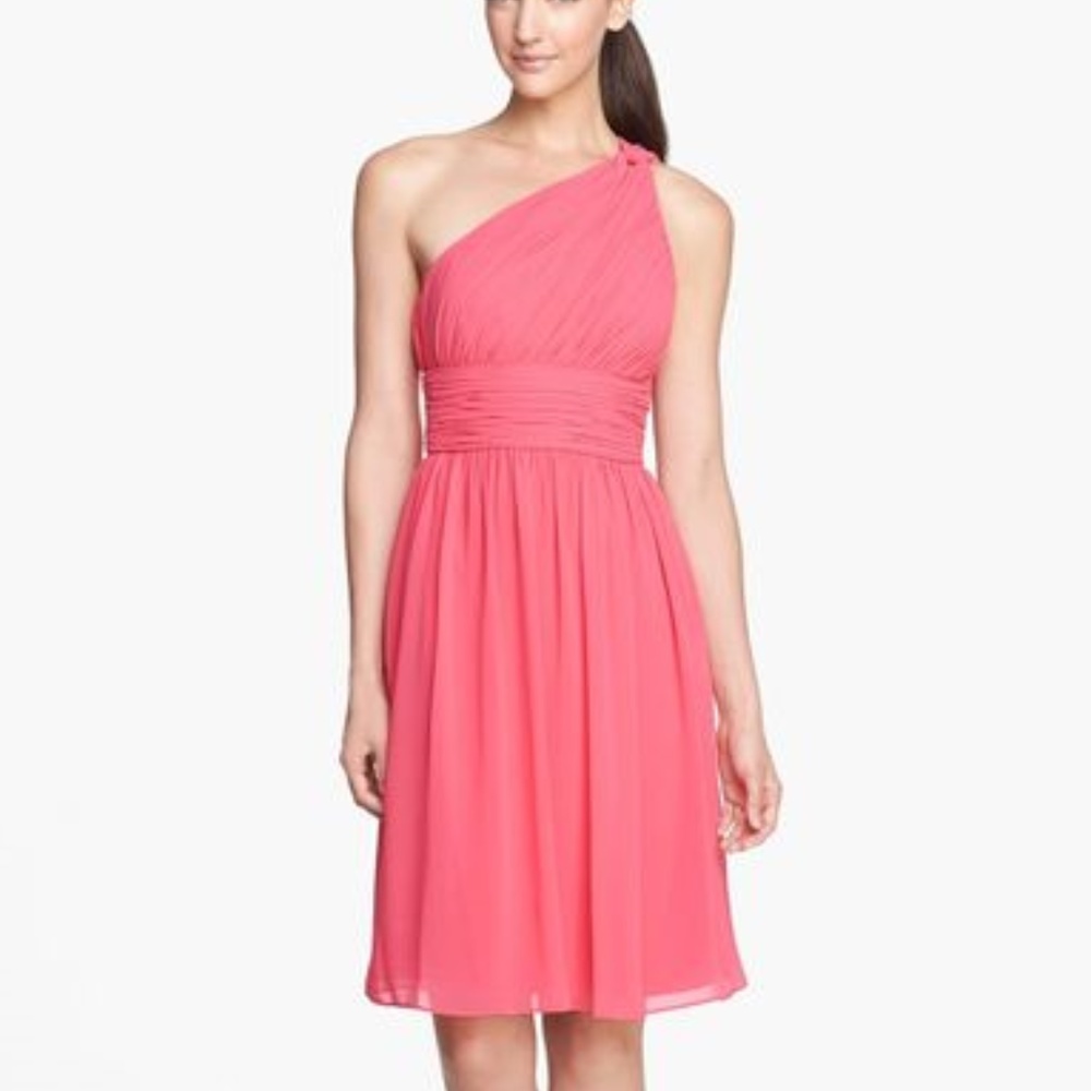 Donna Morgan Rhea One Shoulder Chiffon Dress